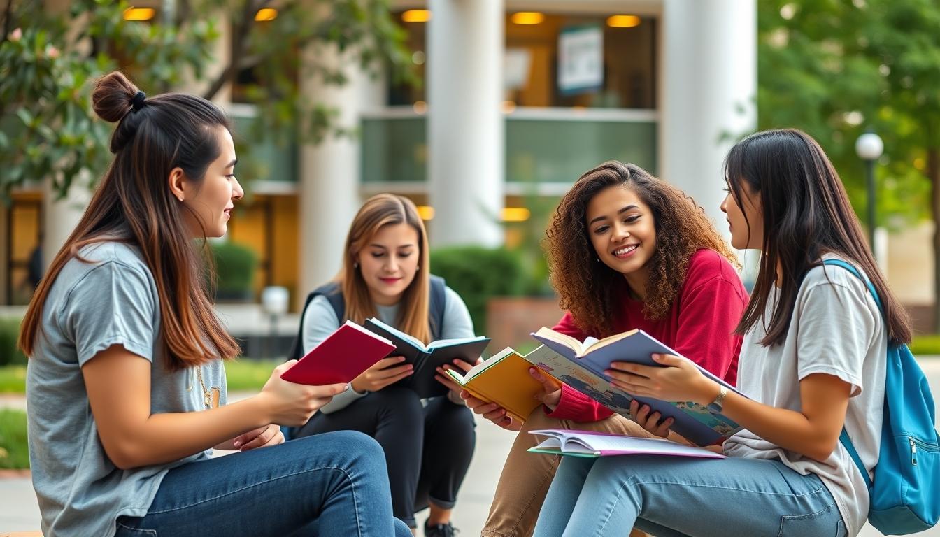 Student using a study guide to organize academic notes